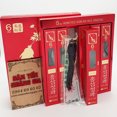 Hồng Sâm Củ Tẩm Mật Ong Hàn Quốc KGS hộp 300g có 6 củ lớn