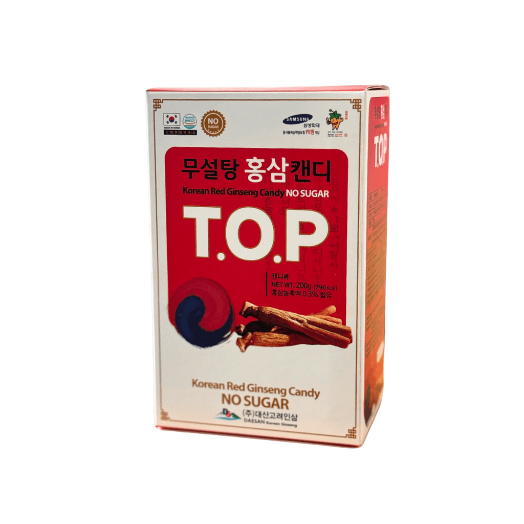 Bao bì túi Kẹo Hồng Sâm Không Đường T.O.P loại 200g chính hãng từ Hàn Quốc