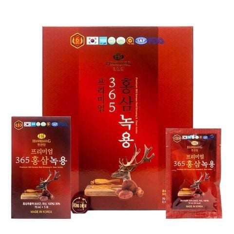 Nước Hồng Sâm Nhung Hươu Linh Chi 365 Hộp 60 Gói 70ml
