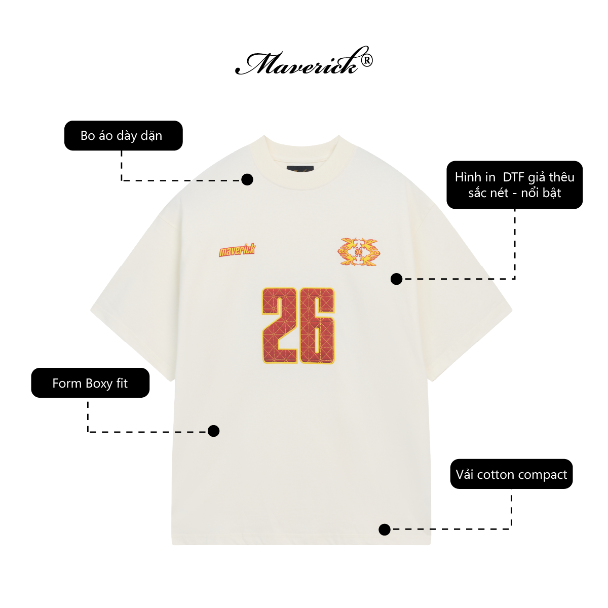 Áo thun MVRK World Cup 26 Unisex Form Boxy 250 GSM 100% Cotton Compact, Áo Mặc Hàng Ngày Thoải Mái Thấm Hút Tốt