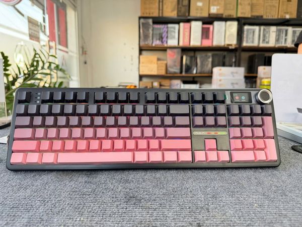 Bàn phím cơ Gaming 3 mode AULA F108 Pro Đen hồng gradient, Grey Wood V3 Switch