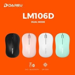 Chuột không dây DAREU LM106D (Dual Mode: Bluetooth + 2.4G) Xanh