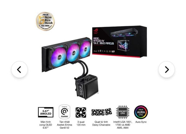 Tản Nhiệt Nước Asus ROG Ryuo IV SLC 360 ARGB