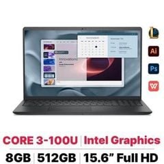Laptop Dell Pro 15 Essential PV15250 (15.6 inch/ FHD/ IPS/ 120Hz/ Core 3-100U/ 8GB/ SSD 512GB/ Ubuntu/ Black) Nhập Khẩu FV (Tặng key bản quyền win 11 pro sticker)