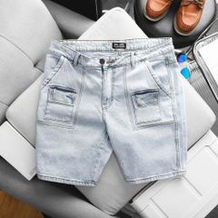 Big Men- Quần short jean bigsize nam tông xanh phối túi thời trang 80- 130 kg - Mã 680 + 682