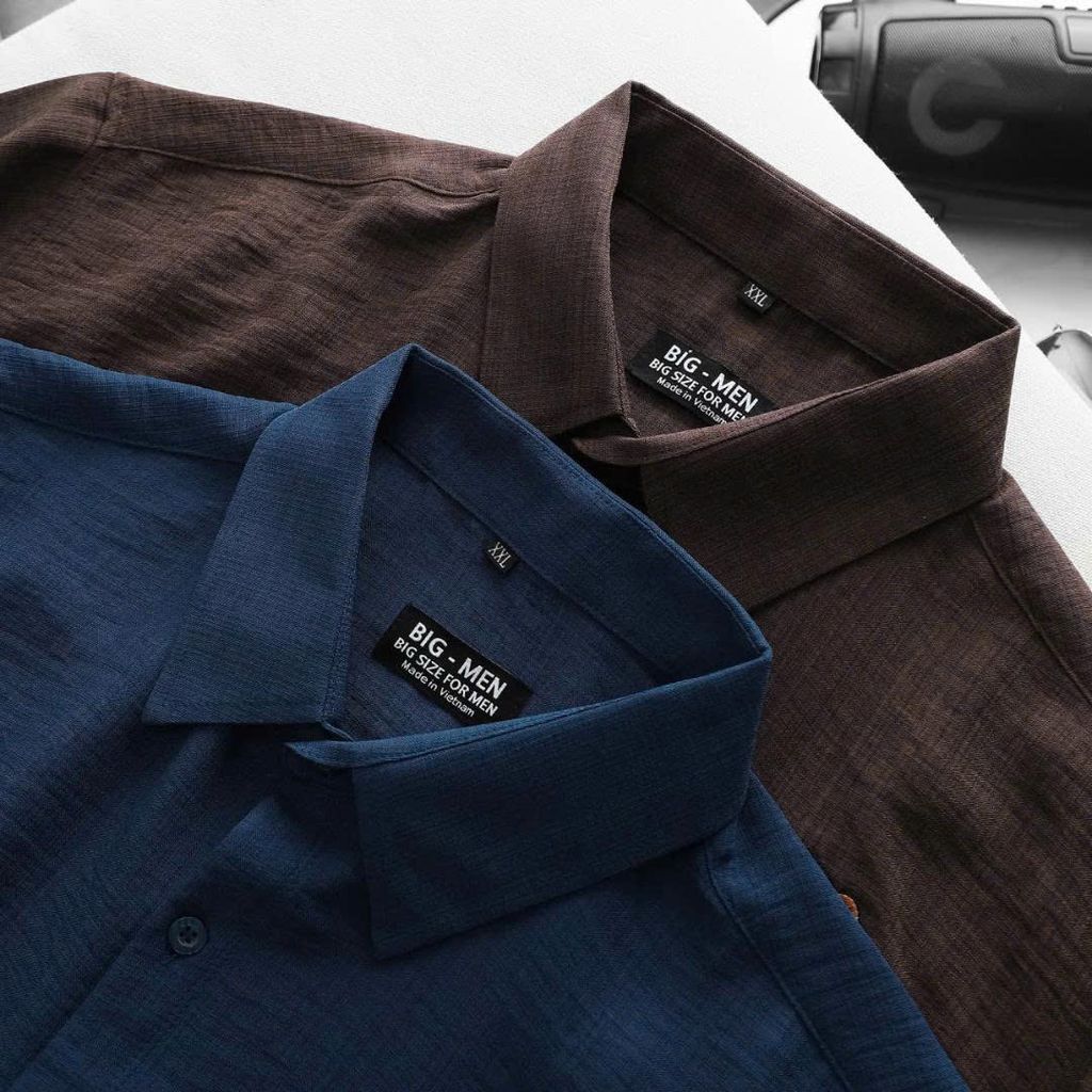 BIG MEN - Áo sơ mi tay ngắn nam big size vải đũi linen thêu họa tiết thời trang cỡ đại < 140kg - SMTN đũi thêu
