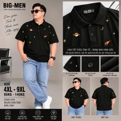 BIG MEN- Áo thun polo vải cotton thêu vũ trụ thời trang bigsize nam 85- 145kg