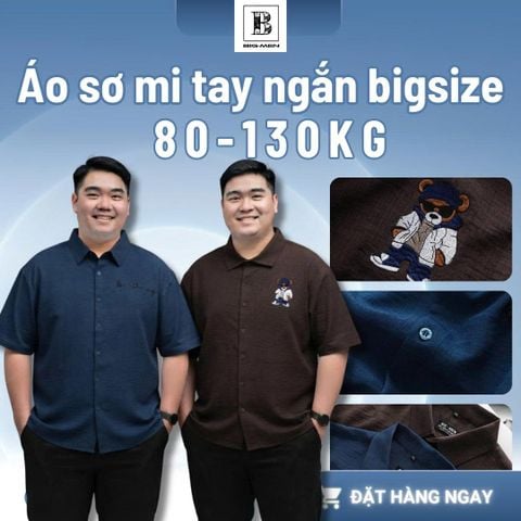 BIG MEN - Áo sơ mi tay ngắn nam big size vải đũi linen thêu họa tiết thời trang cỡ đại < 140kg - SMTN đũi thêu