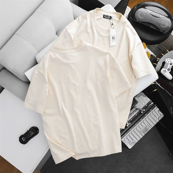 Áo thun cotton màu kem trơn (Mẫu 36)