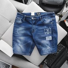 Quần short jean xanh thời trang form big size in chữ 85-130kg - Mã 260