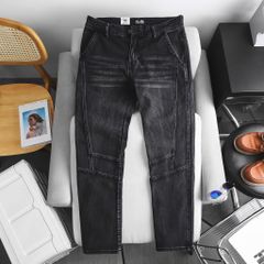 Quần jean ống suông tông đen xám phối cá tính bigsize nam 80- 130 kg