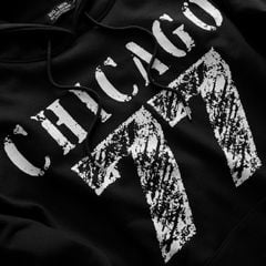 BIG MEN- Áo khoác hoodie màu đen chất vải nỉ cua kéo lụa họa tiết Chicago 77 bigsize nam 90- 135kg