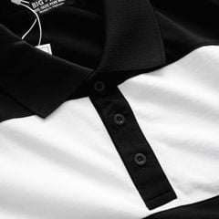 BIG MEN- Áo thun polo vải cotton phối sọc ngang màu đen trắng thời trang bigsize nam 85- 140kg