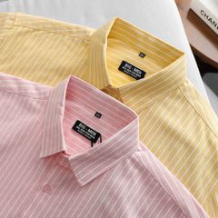 BIG MEN- Áo sơ mi tay dài vải oxford phối sọc màu pastel thời trang bigsize nam 95-135kg