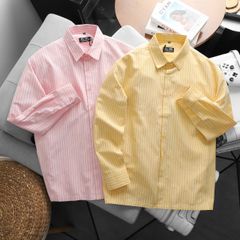 BIG MEN- Áo sơ mi tay dài vải oxford phối sọc màu pastel thời trang bigsize nam 95-135kg