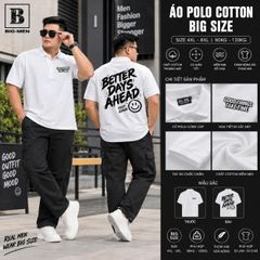 BIG MEN- Áo thun polo cotton bigsize nam in  Ahead hai mặt thời trang 85- 145kg