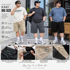 BIG MEN- Quần short kaki lưng thun phối đắp túi form qua gối thời trang bigsize nam 90- 130kg