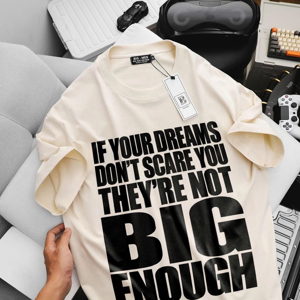 BIG MEN- Áo thun cotton in họa tiết chữ BIG ENOUGH thời trang bigsize nam 85- 145kg