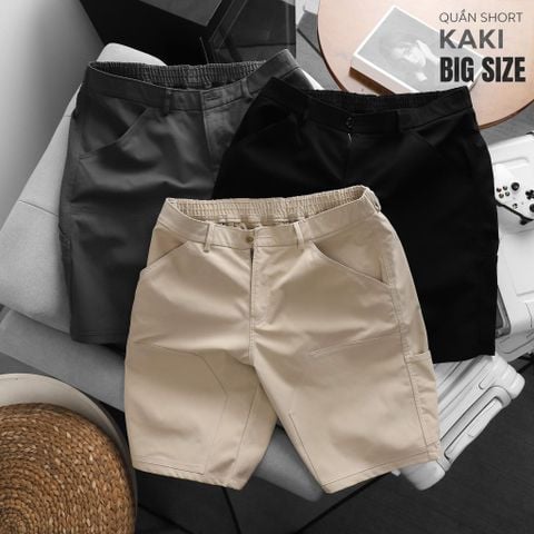 BIG MEN- Quần short kaki lưng thun phối đắp túi form qua gối thời trang bigsize nam 90- 130kg