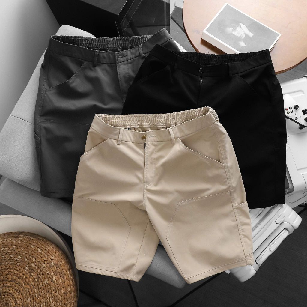 BIG MEN- Quần short kaki lưng thun phối đắp túi form qua gối thời trang bigsize nam 90- 130kg