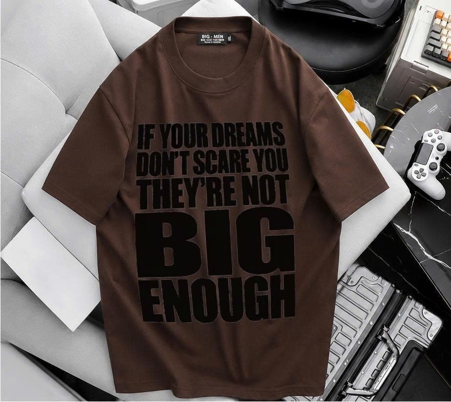 BIG MEN- Áo thun cotton in họa tiết chữ BIG ENOUGH thời trang bigsize nam 85- 145kg