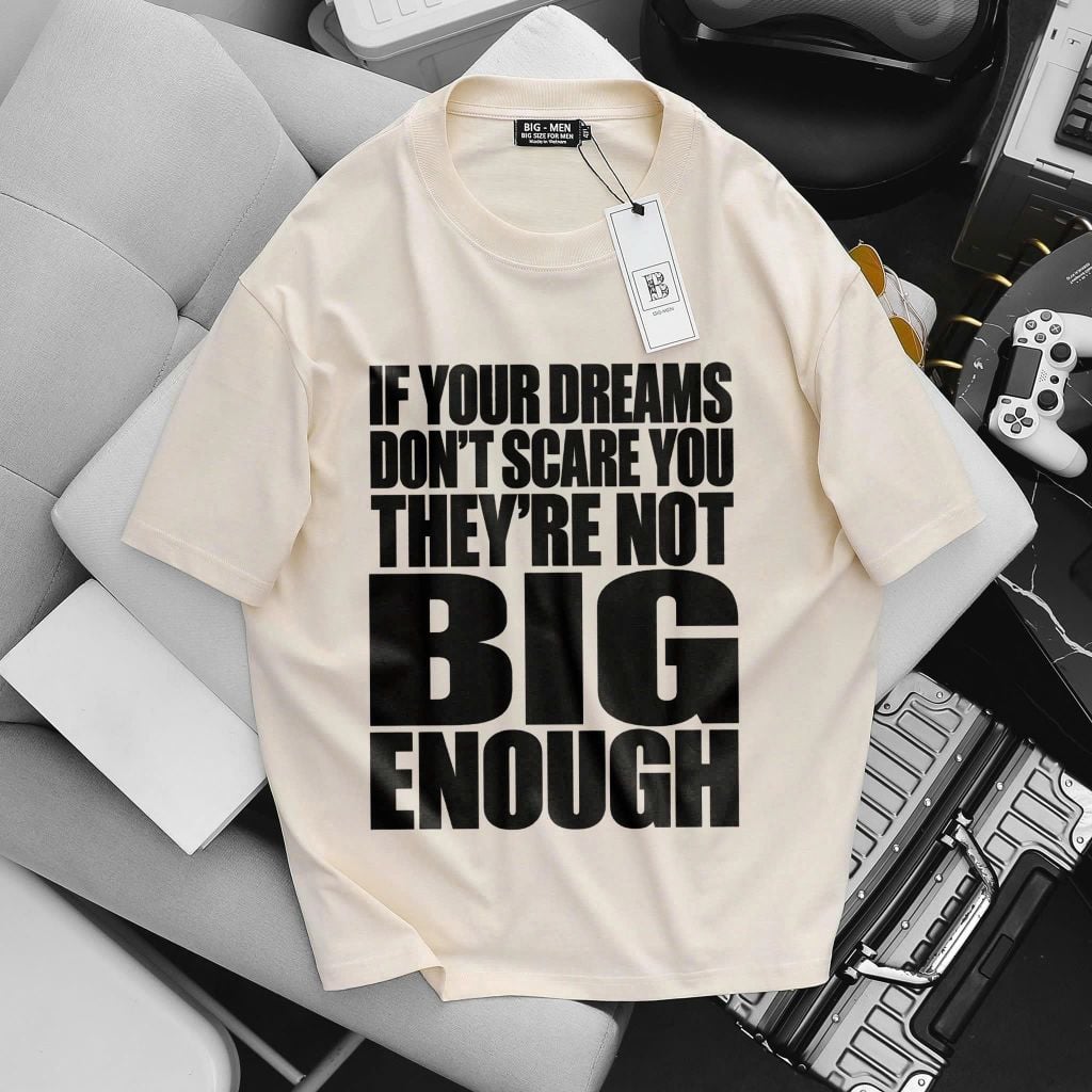 BIG MEN- Áo thun cotton in họa tiết chữ BIG ENOUGH thời trang bigsize nam 85- 145kg