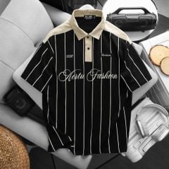 BIG MEN- Áo thun polo vải cotton sọc dọc phối chữ Aertu Fashion bigsize nam 85- 135kg
