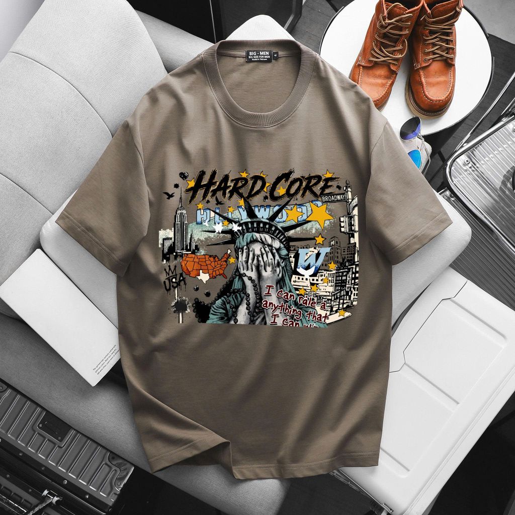 BIG MEN- Áo thun cotton in hinh Nữ Thần Hard Core thời trang bigsize nam 85- 145kg