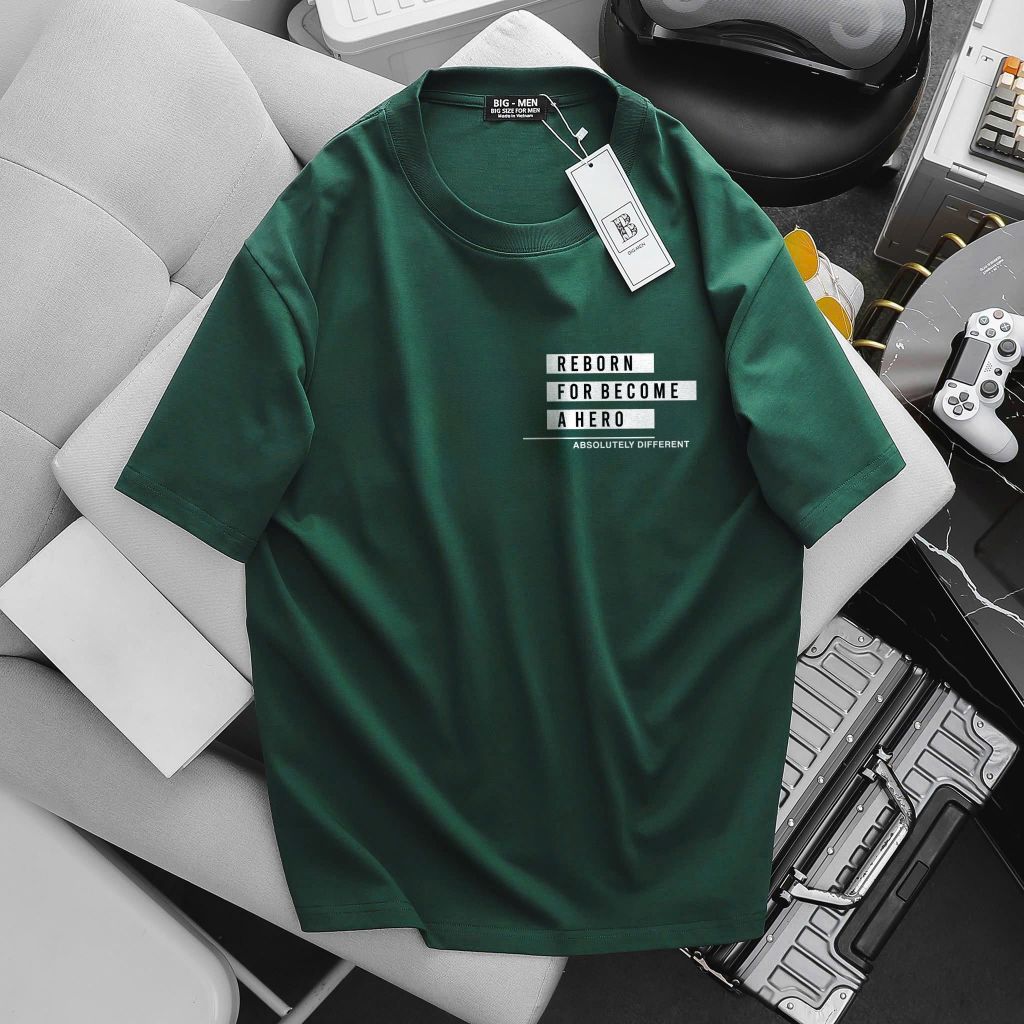 BIG MEN- Áo thun cotton in chữ Reborn thời trang bigsize nam 85- 145kg