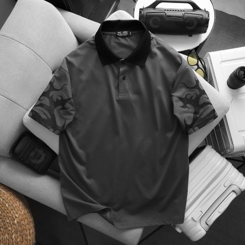 BIG MEN- Áo thun polo vải cotton họa tiết tribal, phong cách streetwear/y2k thời trang bigsize nam 85- 135kg_ Polo lửa