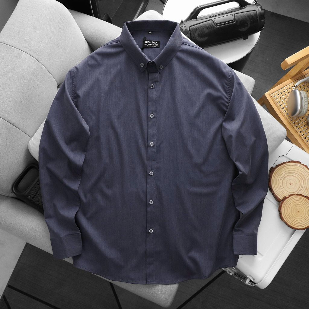 BIG MEN- Áo sơ mi tay dài vải kate mỹ màu thời trang công sở bigsize nam 80- 130kg