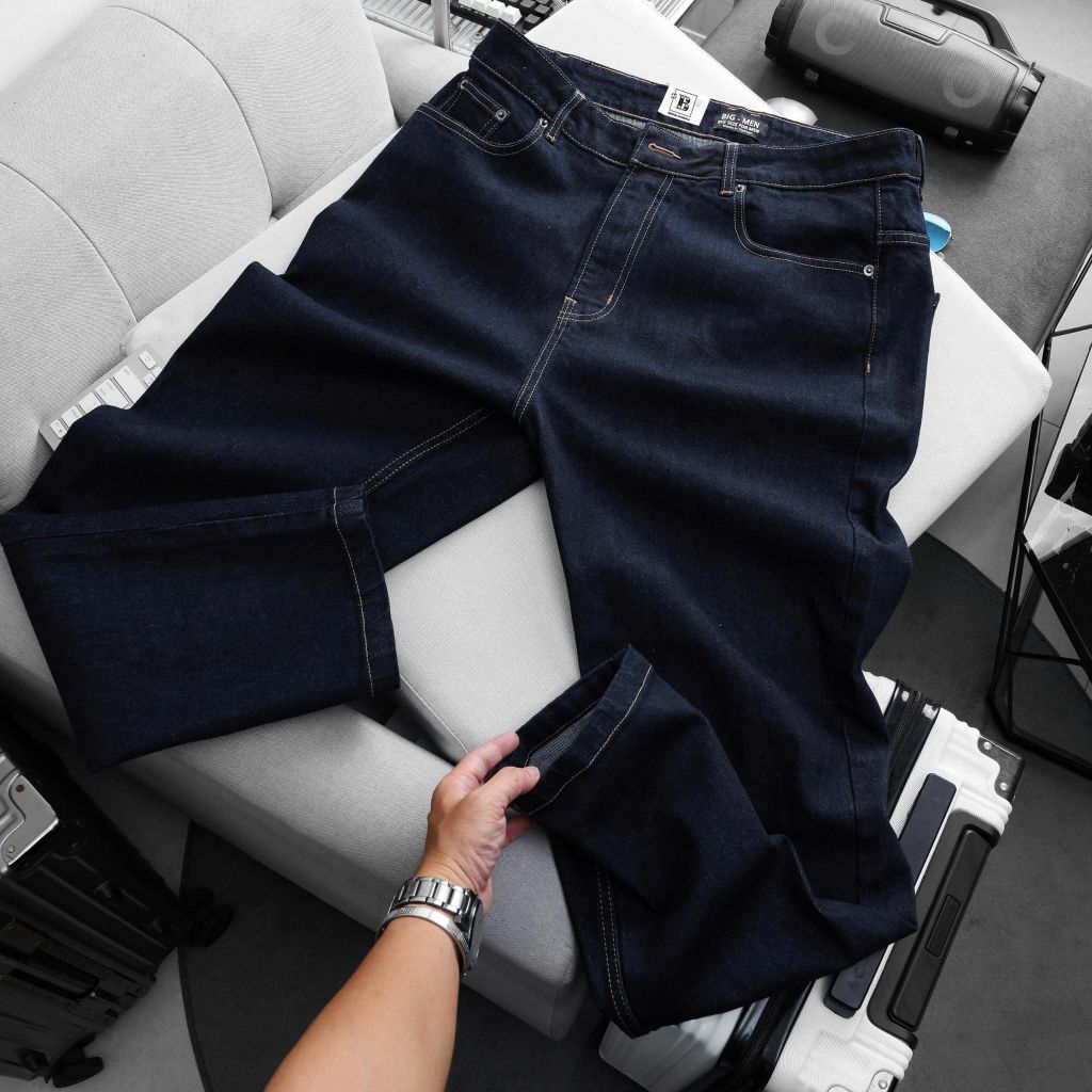 BIG MEN- Quần jean dài tông xanh mực form ống đứng thời trang bigsize nam80- 130kg_ mã 06