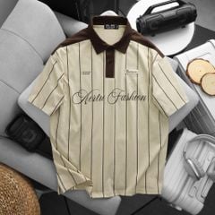 BIG MEN- Áo thun polo vải cotton sọc dọc phối chữ Aertu Fashion bigsize nam 85- 135kg