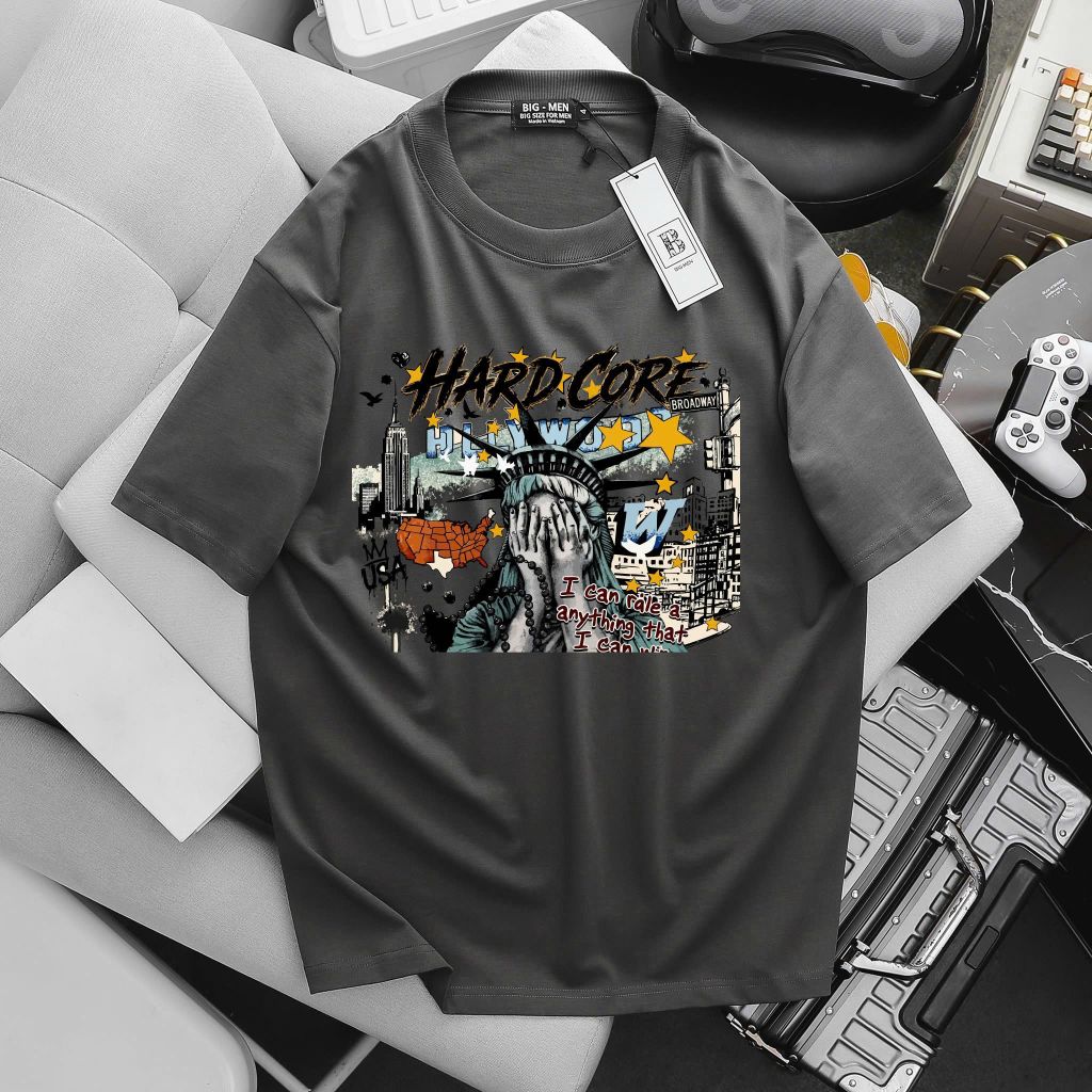 BIG MEN- Áo thun cotton in hinh Nữ Thần Hard Core thời trang bigsize nam 85- 145kg