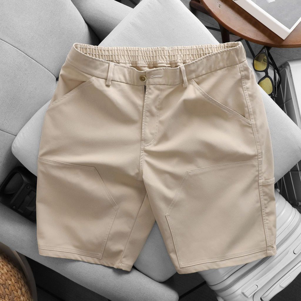 BIG MEN- Quần short kaki lưng thun phối đắp túi form qua gối thời trang bigsize nam 90- 130kg