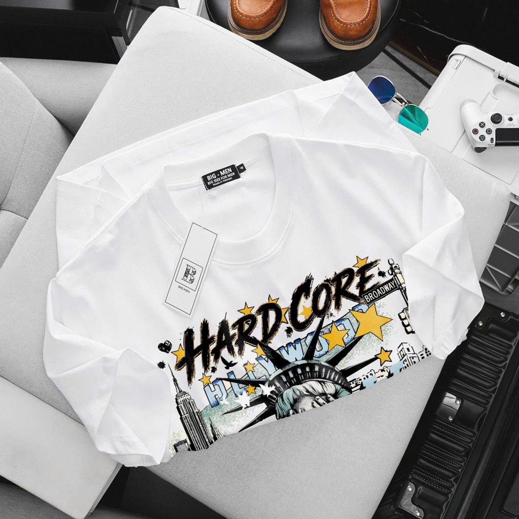 BIG MEN- Áo thun cotton in hinh Nữ Thần Hard Core thời trang bigsize nam 85- 145kg