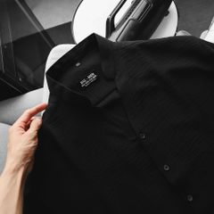BIG MEN- Áo sơ mi tay dài vải linen thoáng mát phối cổ V thời trang bigsize nam 80- 130kg