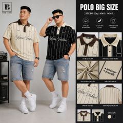 BIG MEN- Áo thun polo vải cotton sọc dọc phối chữ Aertu Fashion bigsize nam 85- 135kg
