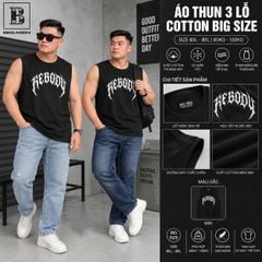 Big Men- Áo thun tanktop, ba lỗ vải cotton in chữ Rebooy  thời trang bigsize nam 85- 135 kg