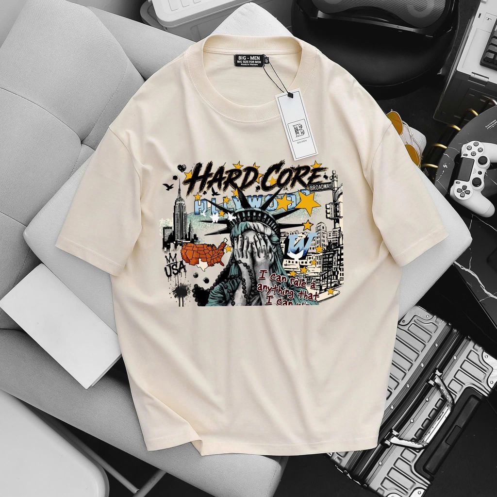 BIG MEN- Áo thun cotton in hinh Nữ Thần Hard Core thời trang bigsize nam 85- 145kg