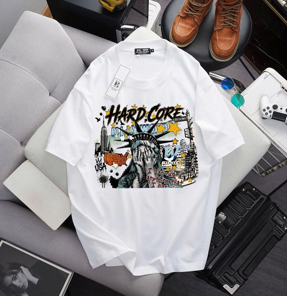 BIG MEN- Áo thun cotton in hinh Nữ Thần Hard Core thời trang bigsize nam 85- 145kg