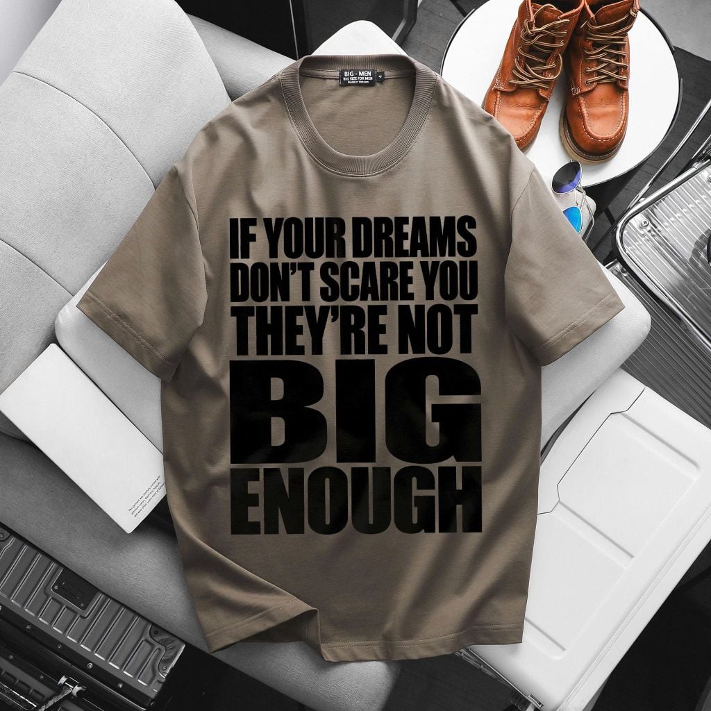 BIG MEN- Áo thun cotton in họa tiết chữ BIG ENOUGH thời trang bigsize nam 85- 145kg