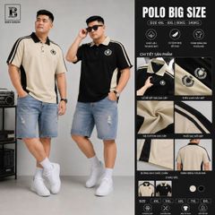 BIG MEN- Áo thun polo phối thân thêu huy hiệu thời trang bigsize nam 80- 130kg