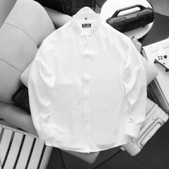 BIG MEN- Áo sơ mi tay dài vải linen thoáng mát phối cổ V thời trang bigsize nam 80- 130kg