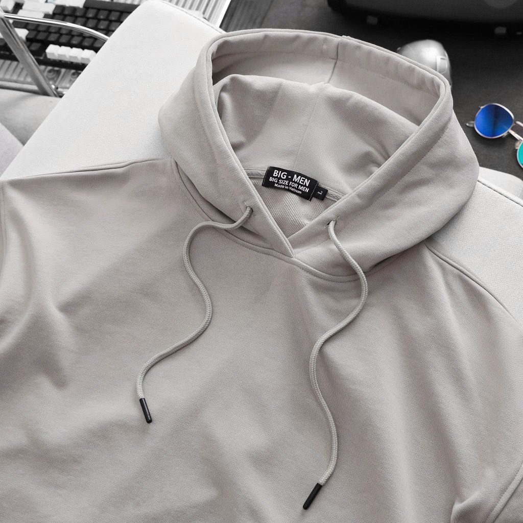 BIG MEN- Áo khoác hoodie màu be chất vải nỉ cua thời trang bigsize nam 90- 135kg