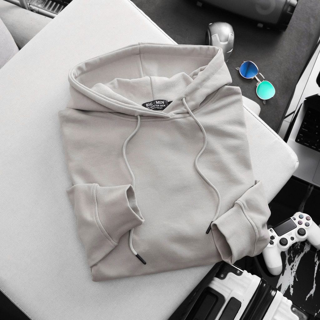 BIG MEN- Áo khoác hoodie màu be chất vải nỉ cua thời trang bigsize nam 90- 135kg