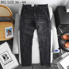Quần jean ống suông tông đen xám phối cá tính bigsize nam 80- 130 kg