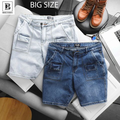 Big Men- Quần short jean bigsize nam tông xanh phối túi thời trang 80- 130 kg - Mã 680 + 682