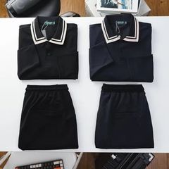 Set bộ dài big size thời trang áo polo phối quần ống suông <140kg