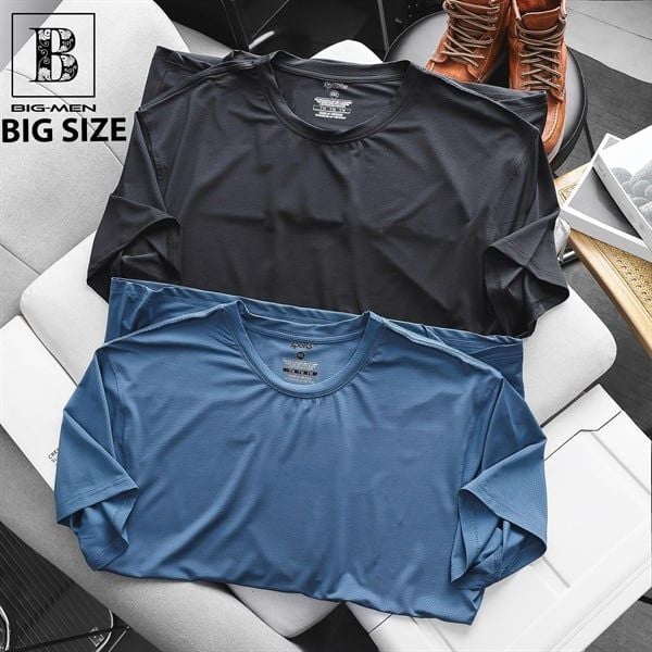 Áo thun cổ tròn chất thun lạnh tổ ong thể thao nam bigsize tay ngắn không cổ size 85kg - 140kg